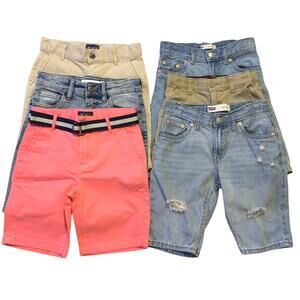 Boys Shorts - Bundle of 6 Size Small 7 & 8 Khaki Denim Salmon Levi Preppy School